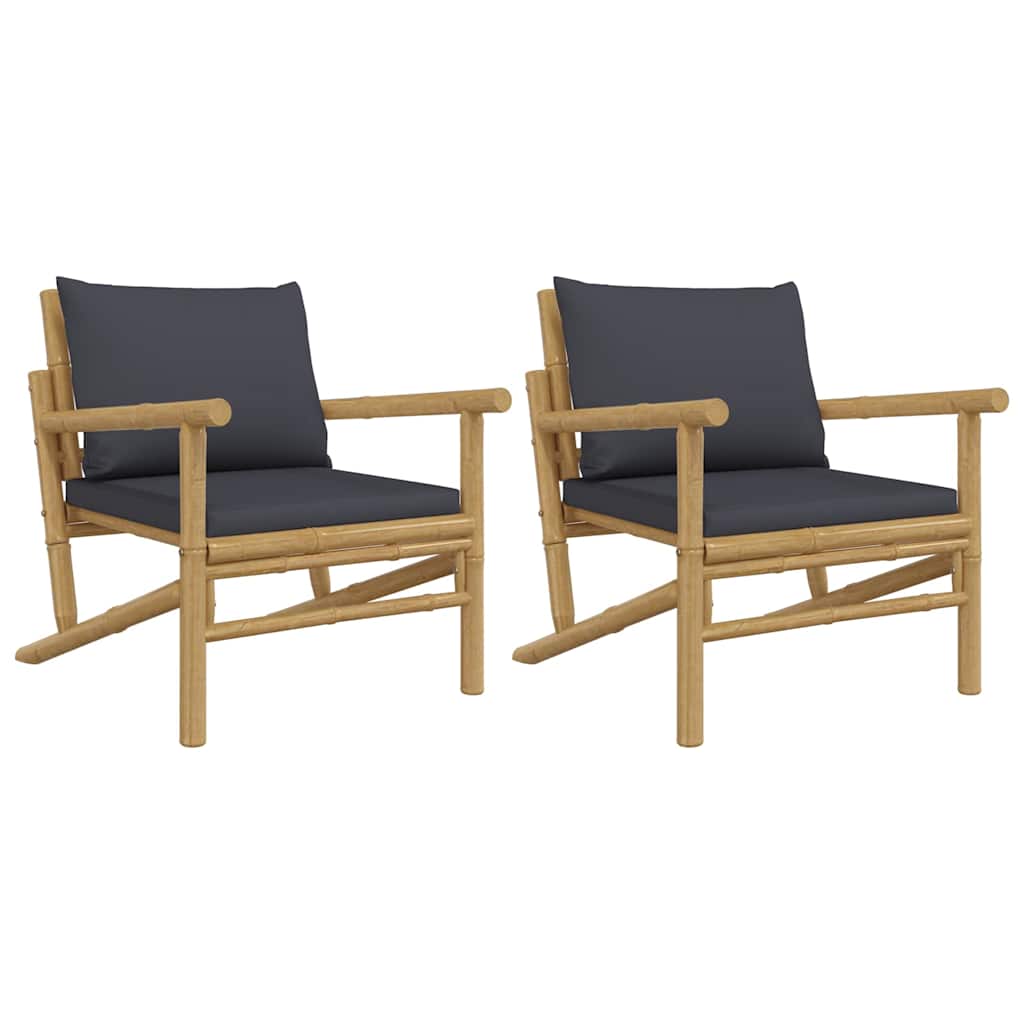 Havestole 2 Stk. Med Hynder Bambus
