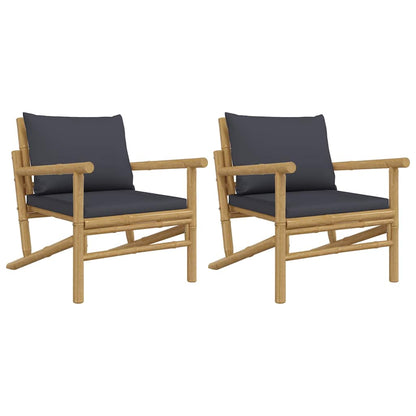 Havestole 2 Stk. Med Hynder Bambus