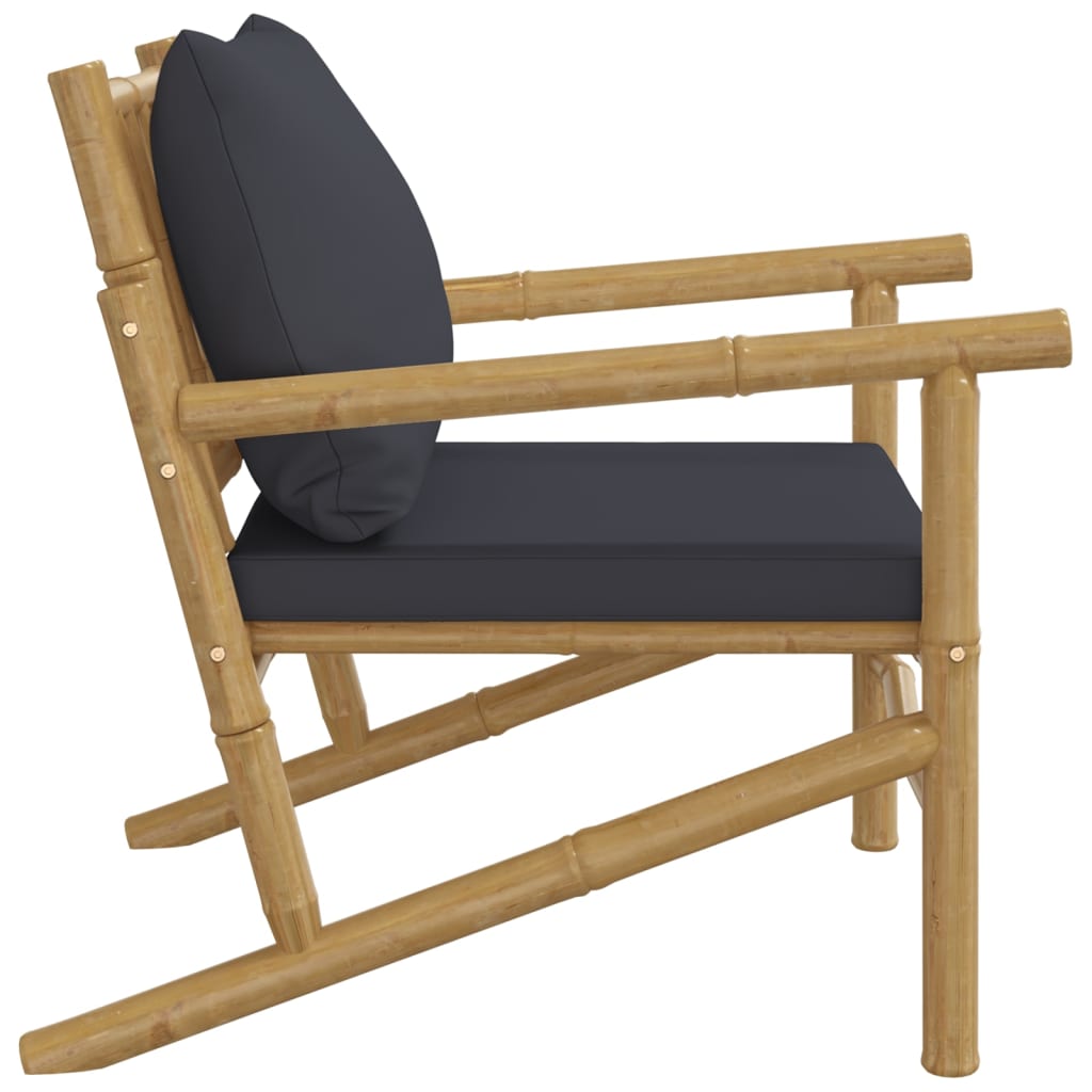 Havestole 2 Stk. Med Hynder Bambus