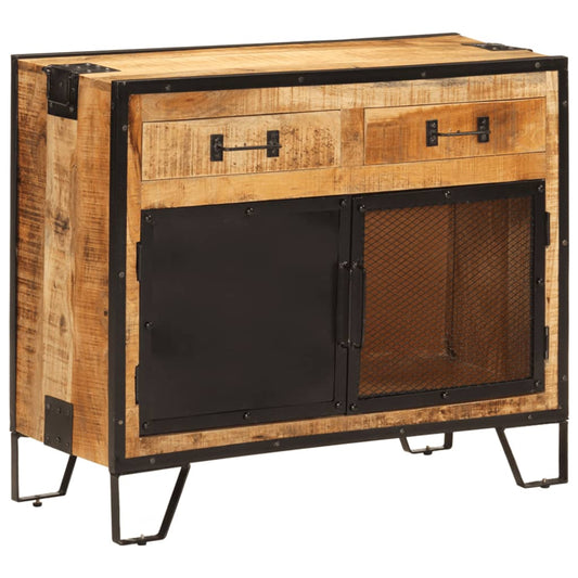 Skænk 80x31x66 Cm Massivt Ru Mangotræ Og Metal - Hovedbillede