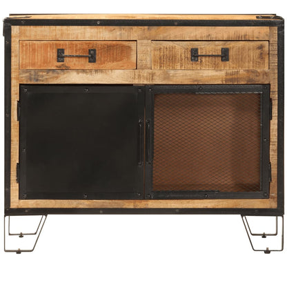 Skænk 80x31x66 Cm Massivt Ru Mangotræ Og Metal - Billede 3