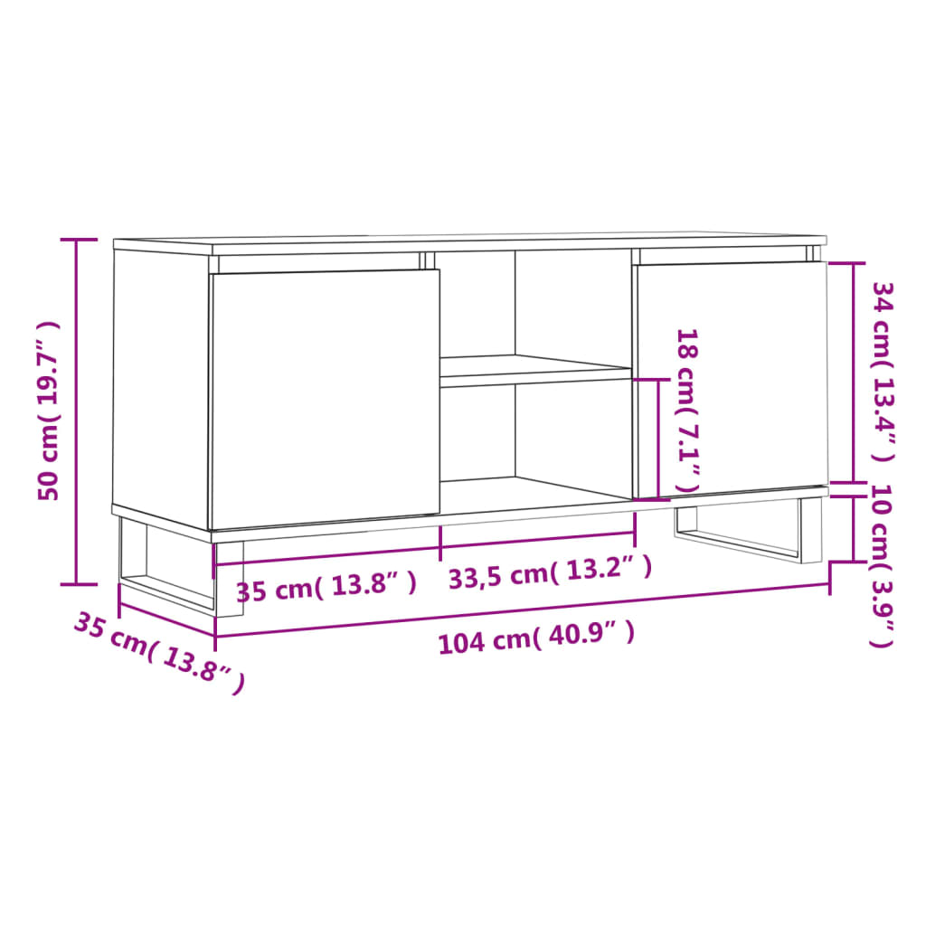 Tv-bord 104x35x50 Cm Konstrueret Træ - Billede 11