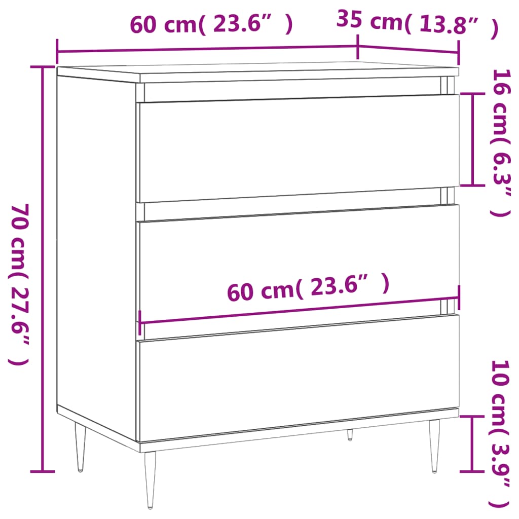 Skænk 60x35x70 Cm Konstrueret Træ - Billede 11