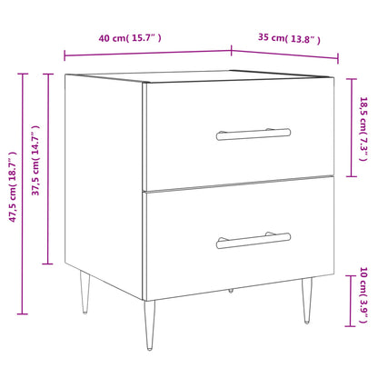 Sengebord 40x35x47,5 Cm Konstrueret Træ - Billede 12