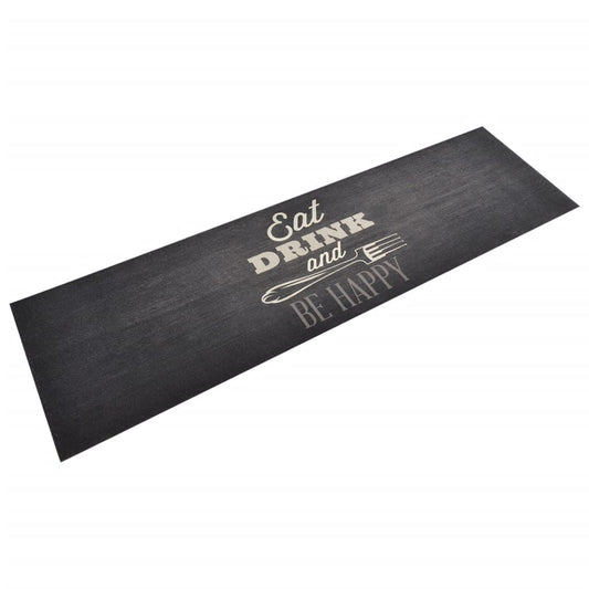 Køkkentæppe Kitchen Black-Design Vaskbart Velour Sort Og Hvid