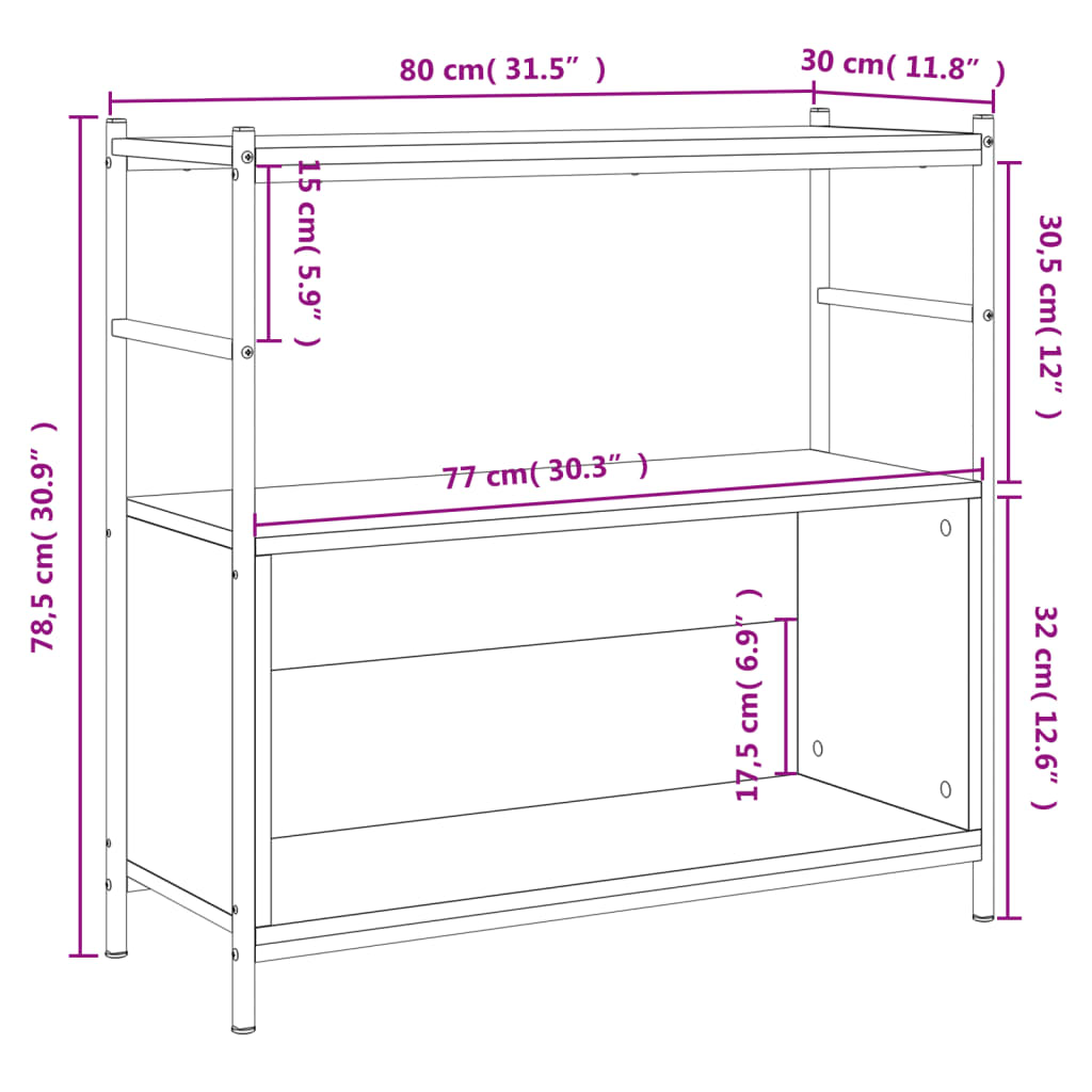 Bogreol 80x30x78,5 Cm Konstrueret Træ Og Jern - Billede 9