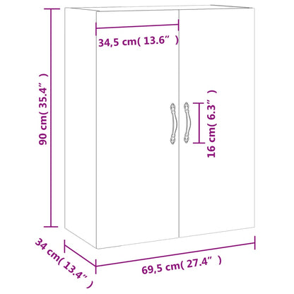 Væghængt Skab 69,5x34x90 Cm Konstrueret Træ - Billede 13