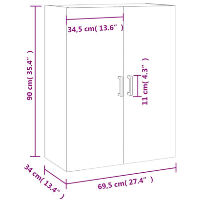 Væghængt Skab 69,5x34x90 Cm Konstrueret Træ - Billede 13