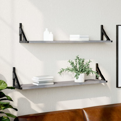 Væghylder 2 Stk. 60X25X25,5 Cm Konstrueret Træ Grå Sonoma-Eg