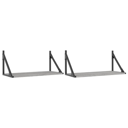 Væghylder 2 Stk. 60X25X25,5 Cm Konstrueret Træ Grå Sonoma-Eg