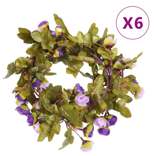 Blomsterguirlander Til Jul 6 Stk. 215 Cm Lys