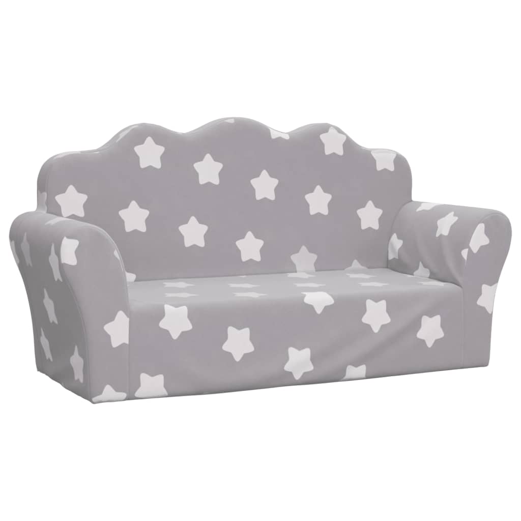 2-Personers Sofa Til Børn Blødt Plys Med Stjerner