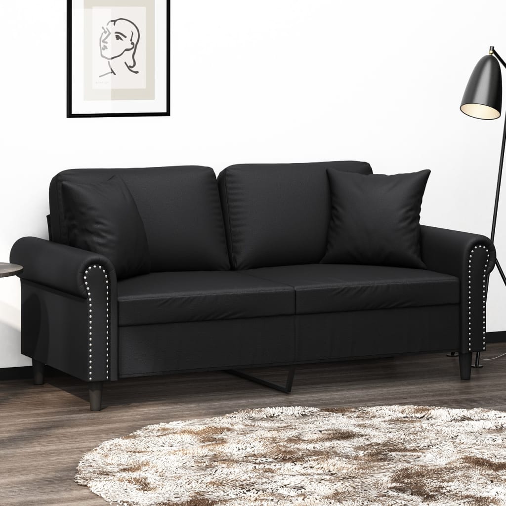 2-personers Sofa Med Pyntepuder Kunstlæder - Variant 3200930