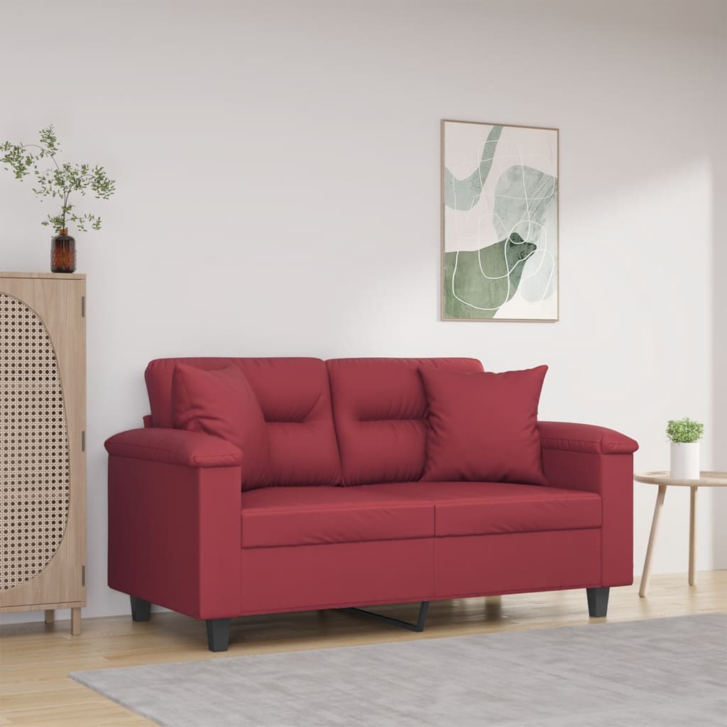 2-personers Sofa Med Pyntepuder Kunstlæder - Variant 3200986
