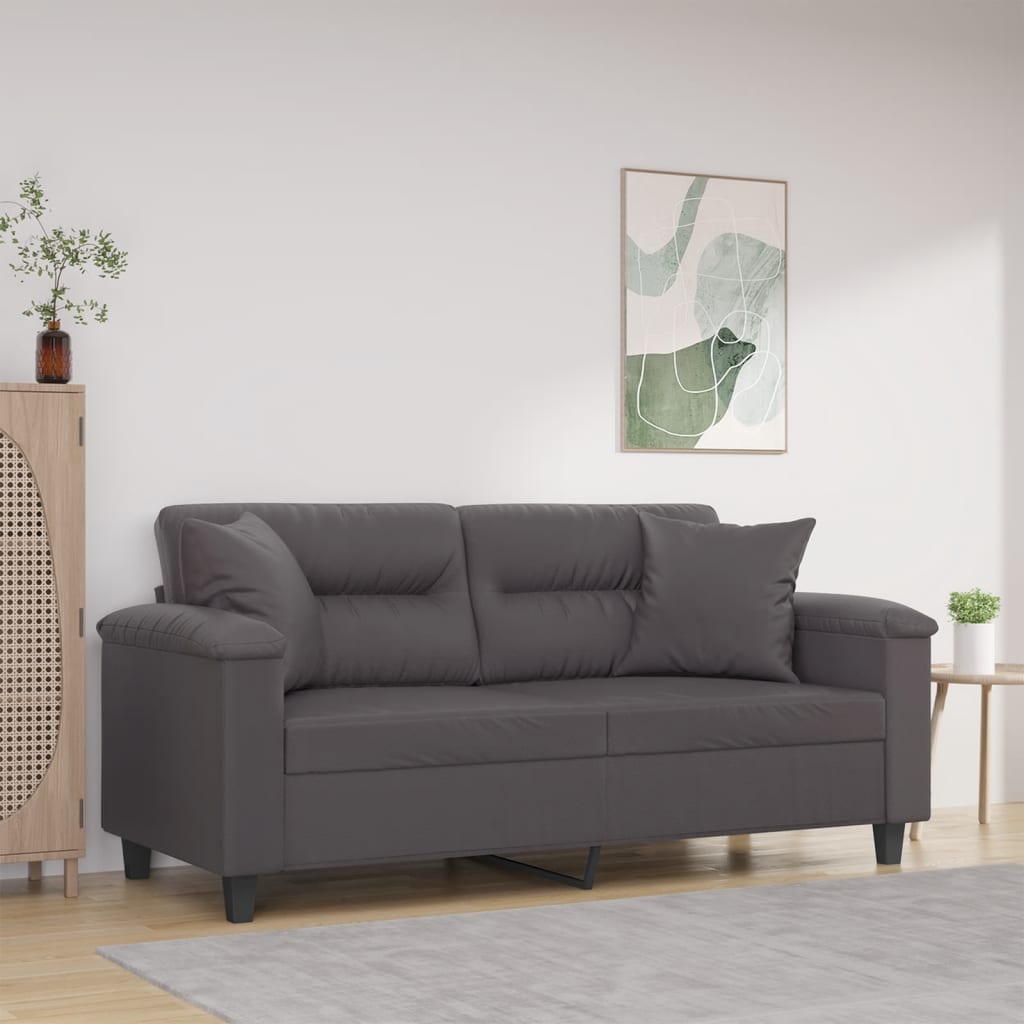 2-personers Sofa Med Pyntepuder Kunstlæder - Variant 3200990