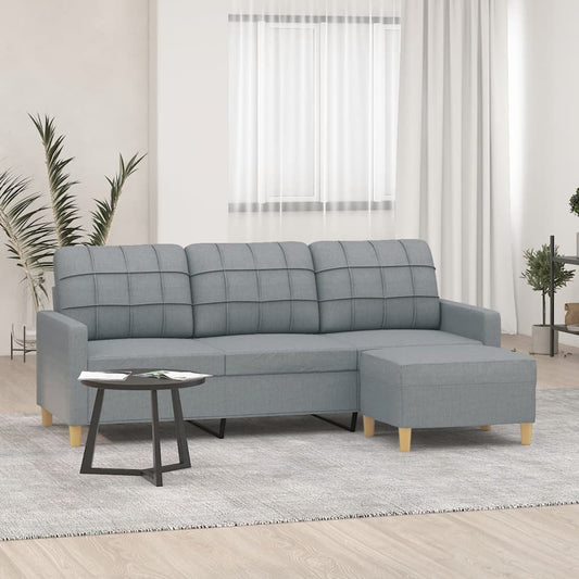 3-Personers Sofa Med Fodskammel Stof