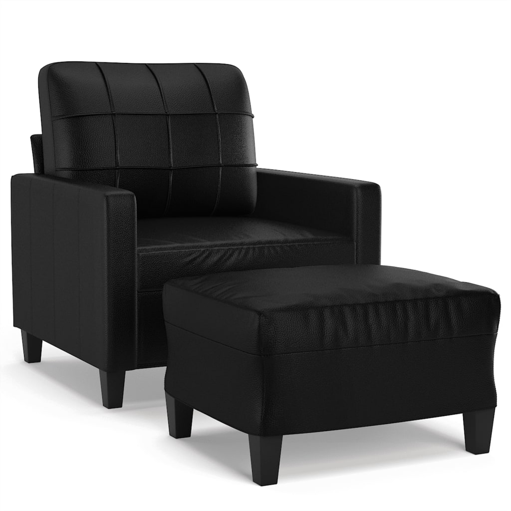 Sofastol med Fodskammel 60 Cm Kunstlæder - billede 2