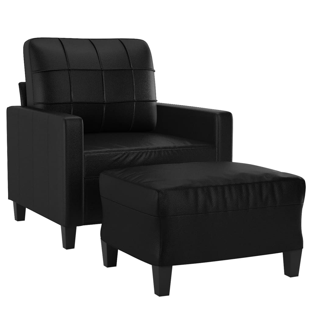 Sofastol med Fodskammel 60 Cm Kunstlæder - billede 3