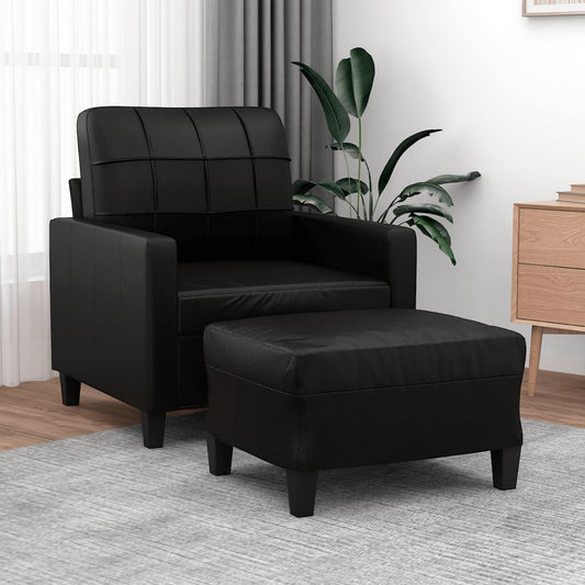 Sofastol med Fodskammel 60 Cm Kunstlæder - hovedbillede