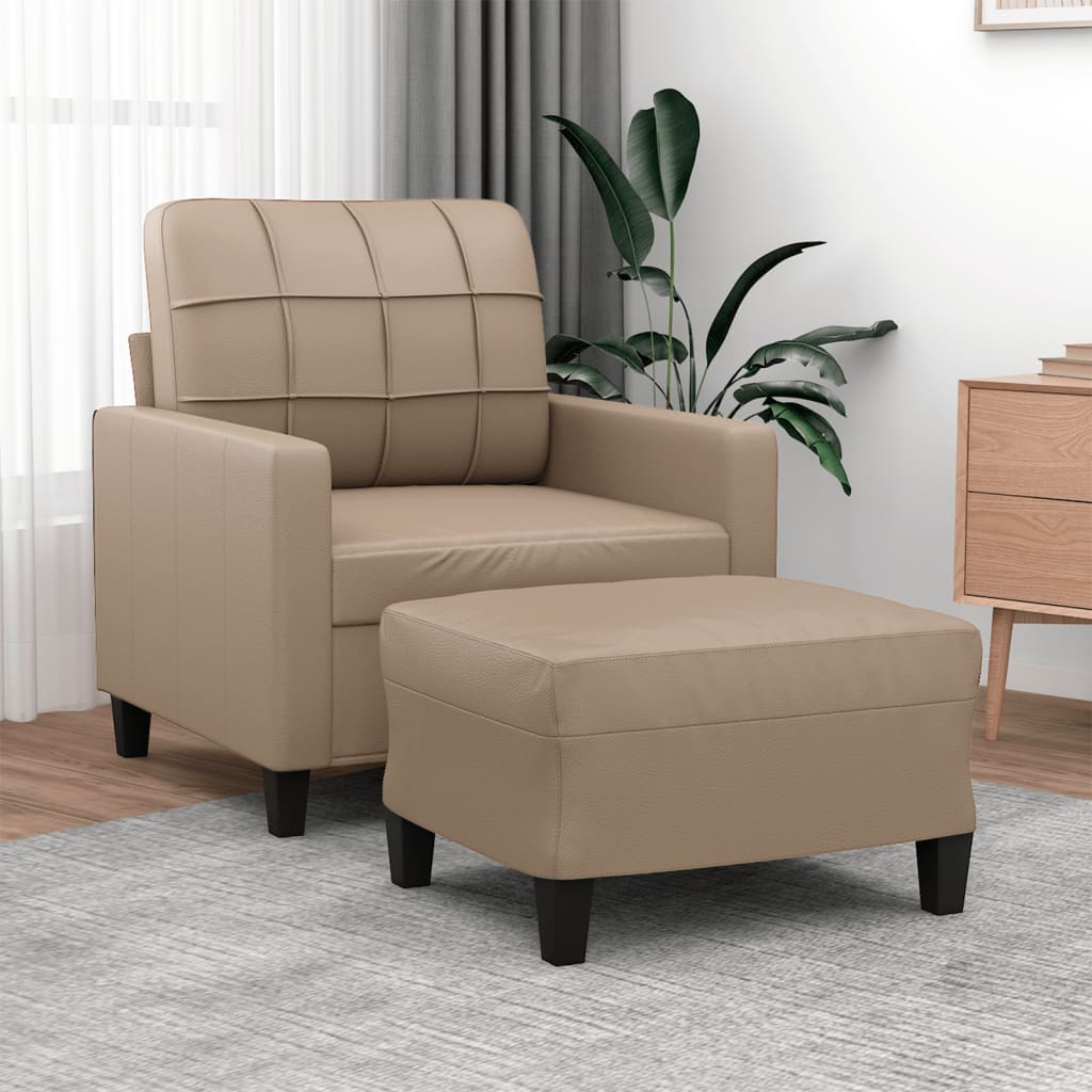 Sofastol med Fodskammel 60 Cm Kunstlæder