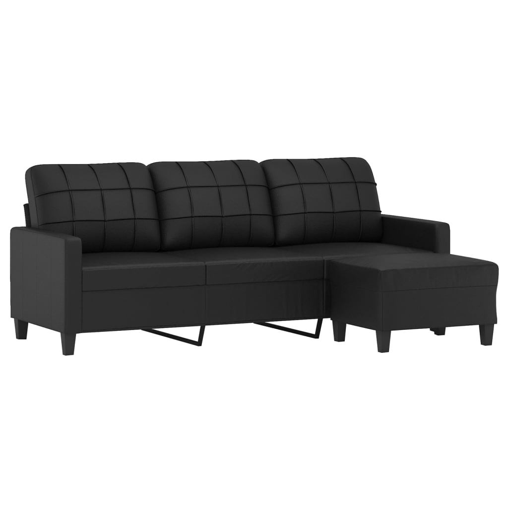 3-personers Sofa med Fodskammel 180 Cm Kunstlæder - billede 3