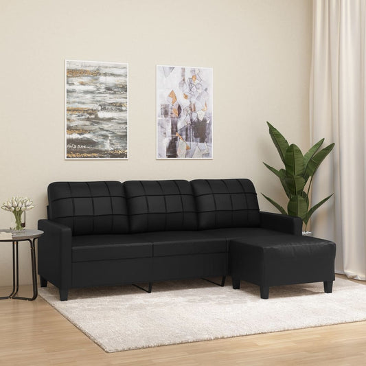 3-personers Sofa med Fodskammel 180 Cm Kunstlæder - hovedbillede