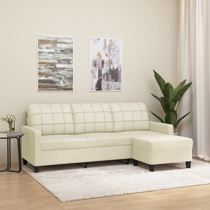 3-personers Sofa med Fodskammel 180 Cm Kunstlæder