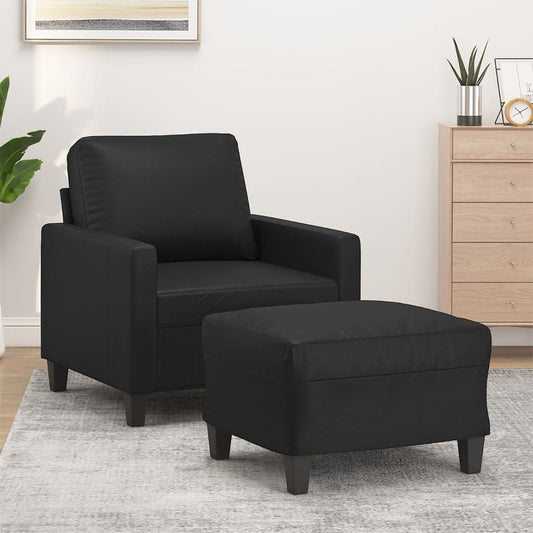 Sofastol med Fodskammel 60 Cm Kunstlæder - hovedbillede