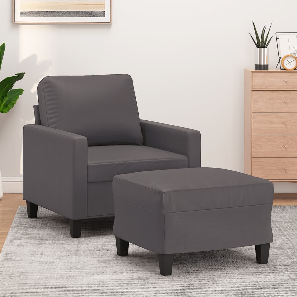 Sofastol med Fodskammel 60 Cm Kunstlæder