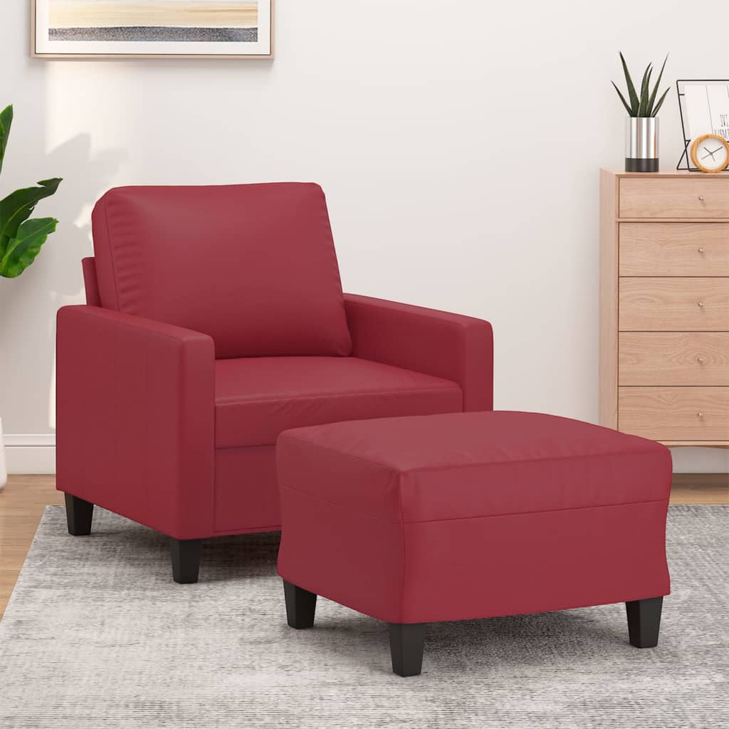 Sofastol med Fodskammel 60 Cm Kunstlæder