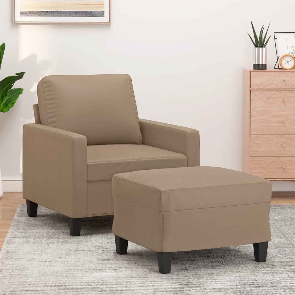 Sofastol med Fodskammel 60 Cm Kunstlæder
