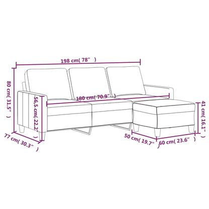 3-personers Sofa med Fodskammel 180 Cm Kunstlæder - billede 7