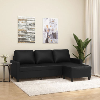 3-personers Sofa med Fodskammel 180 Cm Kunstlæder - hovedbillede