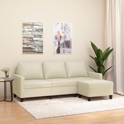 3-personers Sofa med Fodskammel 180 Cm Kunstlæder