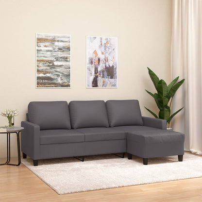 3-personers Sofa med Fodskammel 180 Cm Kunstlæder