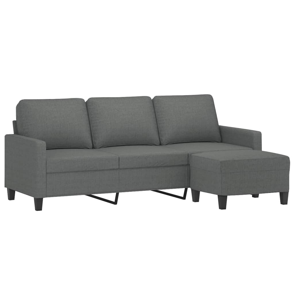 3-Personers Sofa Med Fodskammel 180 Cm Stof