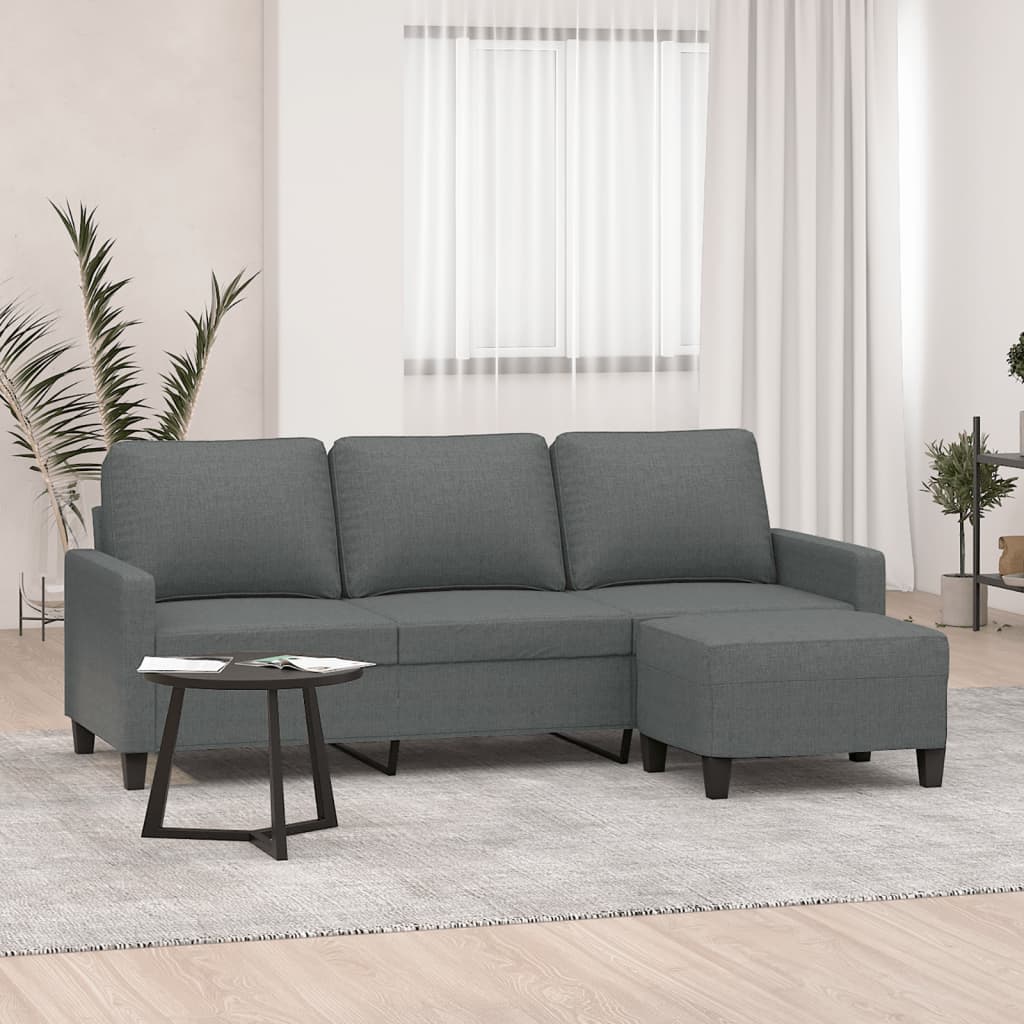 3-Personers Sofa Med Fodskammel 180 Cm Stof