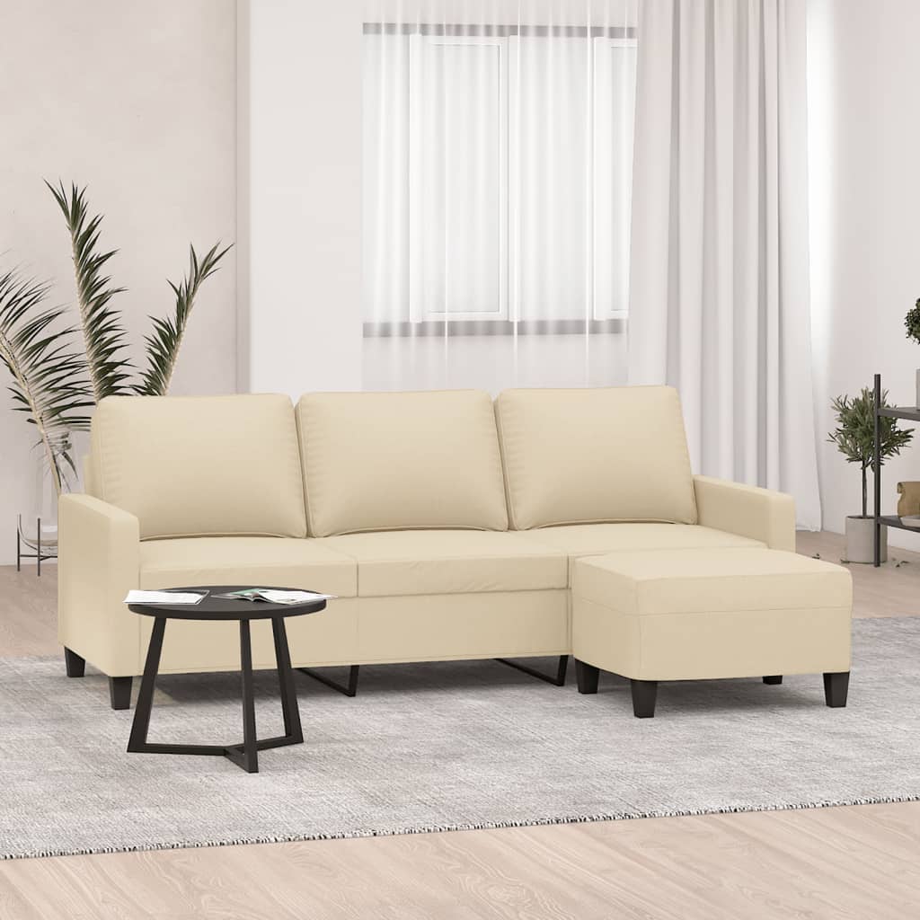 3-Personers Sofa Med Fodskammel 180 Cm Stof