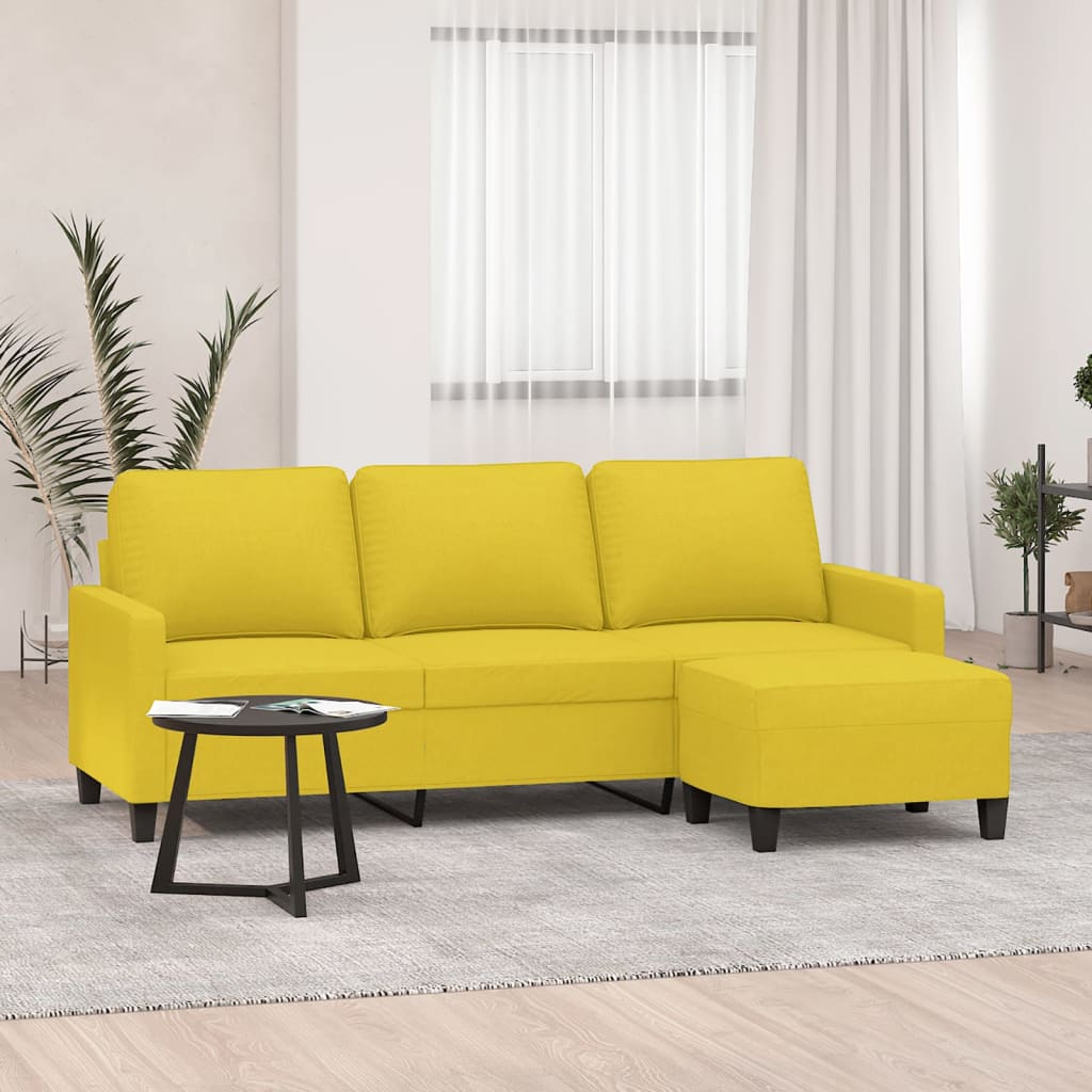 3-Personers Sofa Med Fodskammel 180 Cm Stof