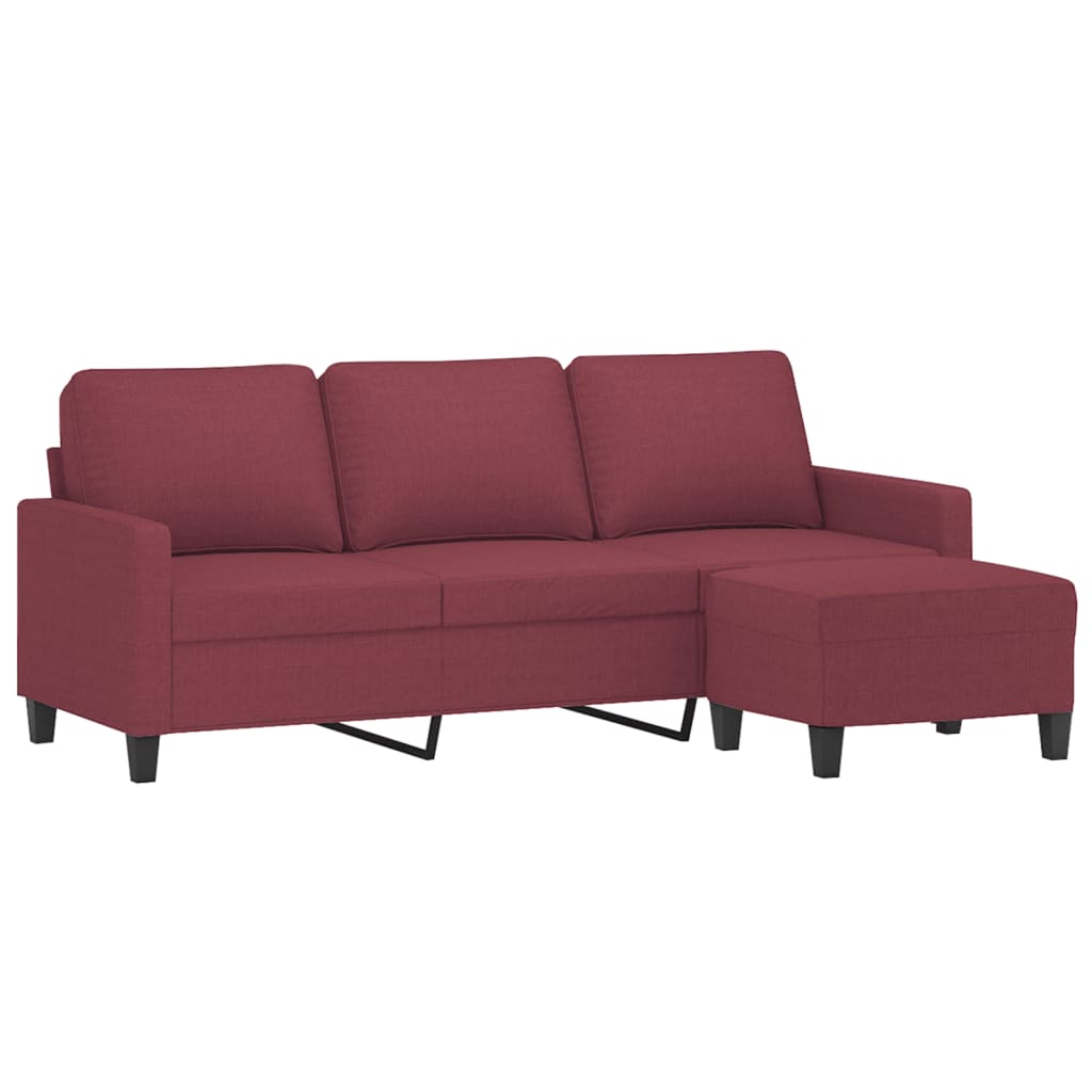 3-Personers Sofa Med Fodskammel 180 Cm Stof