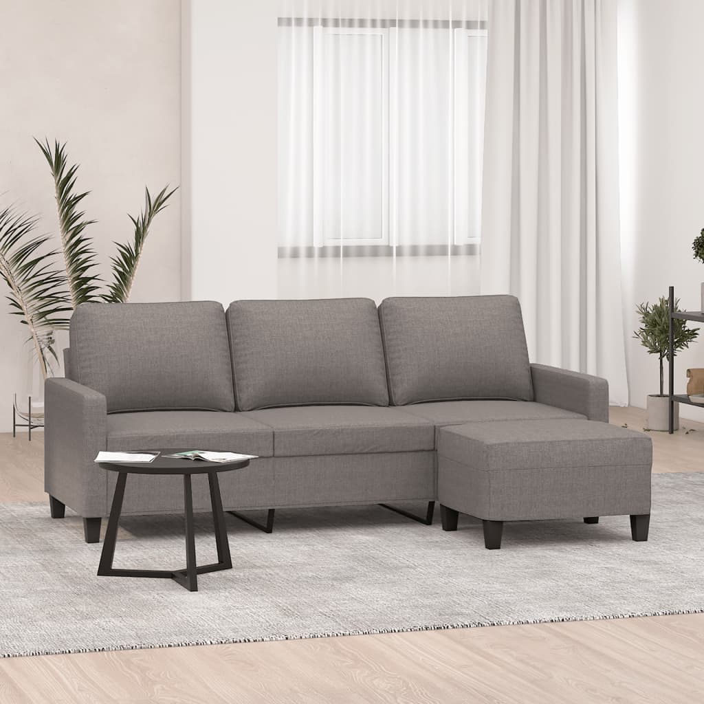 3-Personers Sofa Med Fodskammel 180 Cm Stof