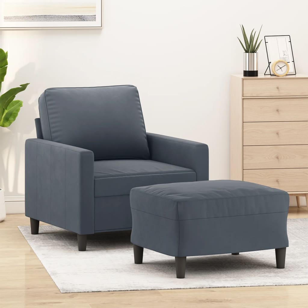 Sofastol Med Fodskammel 60 Cm Velour