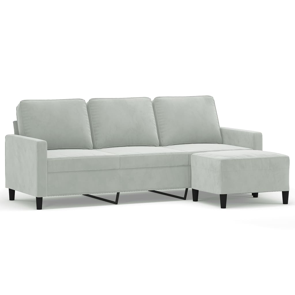 3-Personers Sofa Med Fodskammel 180 Cm Velour