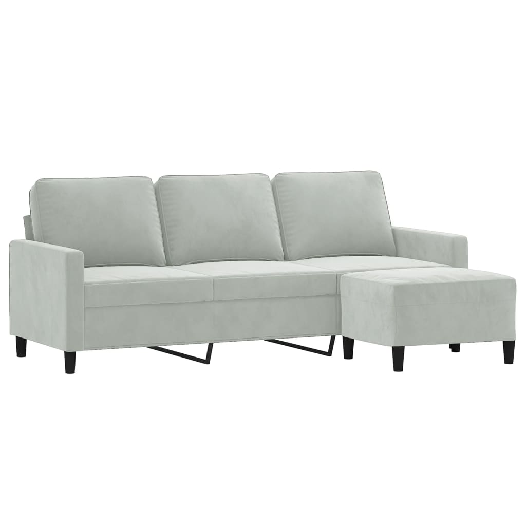 3-Personers Sofa Med Fodskammel 180 Cm Velour