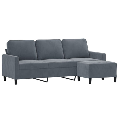 3-Personers Sofa Med Fodskammel 180 Cm Velour