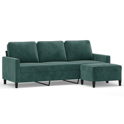 3-Personers Sofa Med Fodskammel 180 Cm Velour