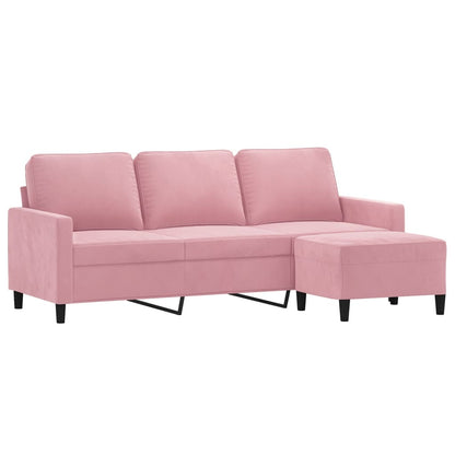 3-Personers Sofa Med Fodskammel 180 Cm Velour