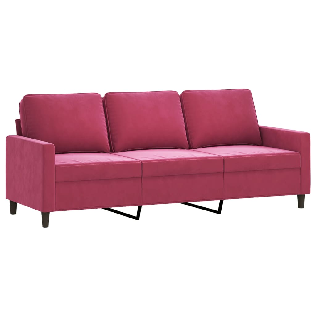 3-Personers Sofa Med Fodskammel 180 Cm Velour