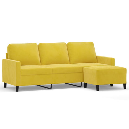 3-Personers Sofa Med Fodskammel 180 Cm Velour