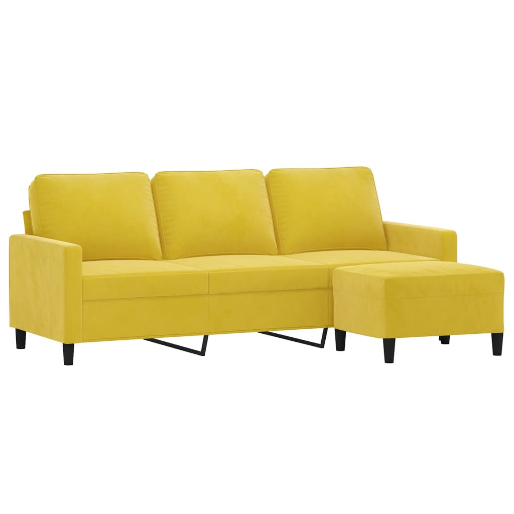 3-Personers Sofa Med Fodskammel 180 Cm Velour